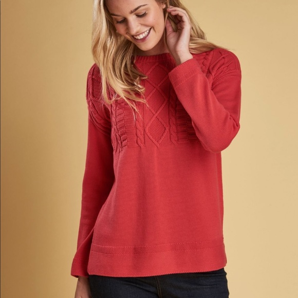 Barbour Weymouth Knit Red Sweater Size US 12 - Picture 1 of 16